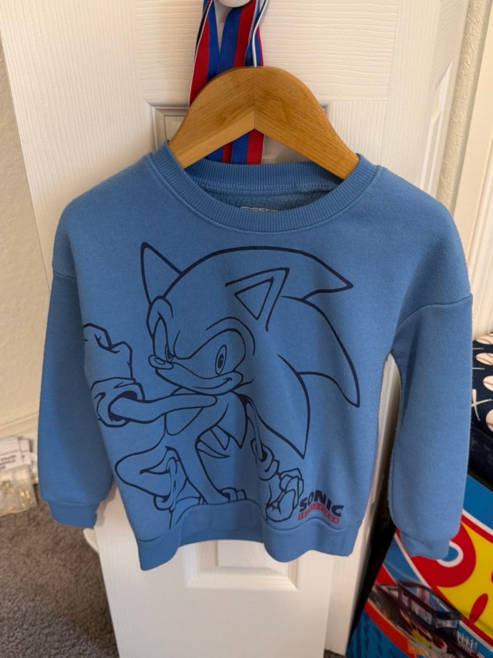 Kids Blue Sonic Graphic Pullover Sweatshirt